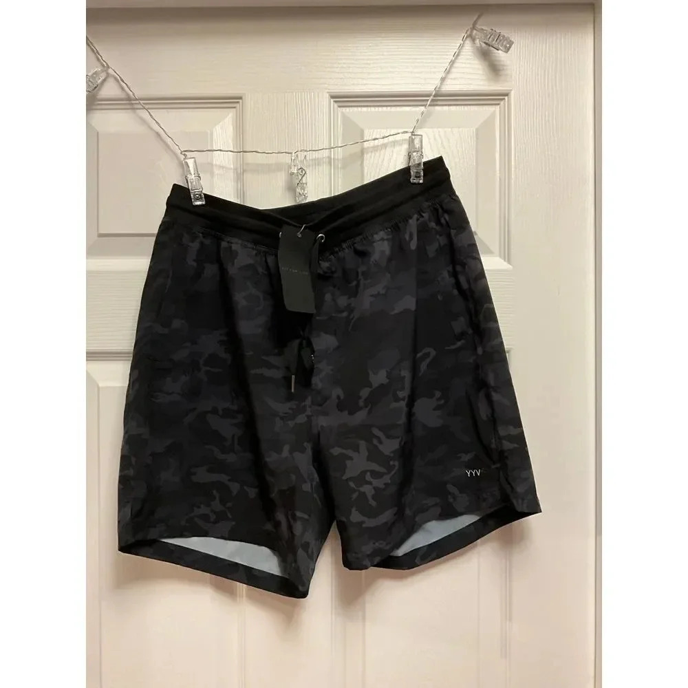 Black Camo Athletic Shorts Performance Workout Training Running Gym Activewear - Picture 3 of 5